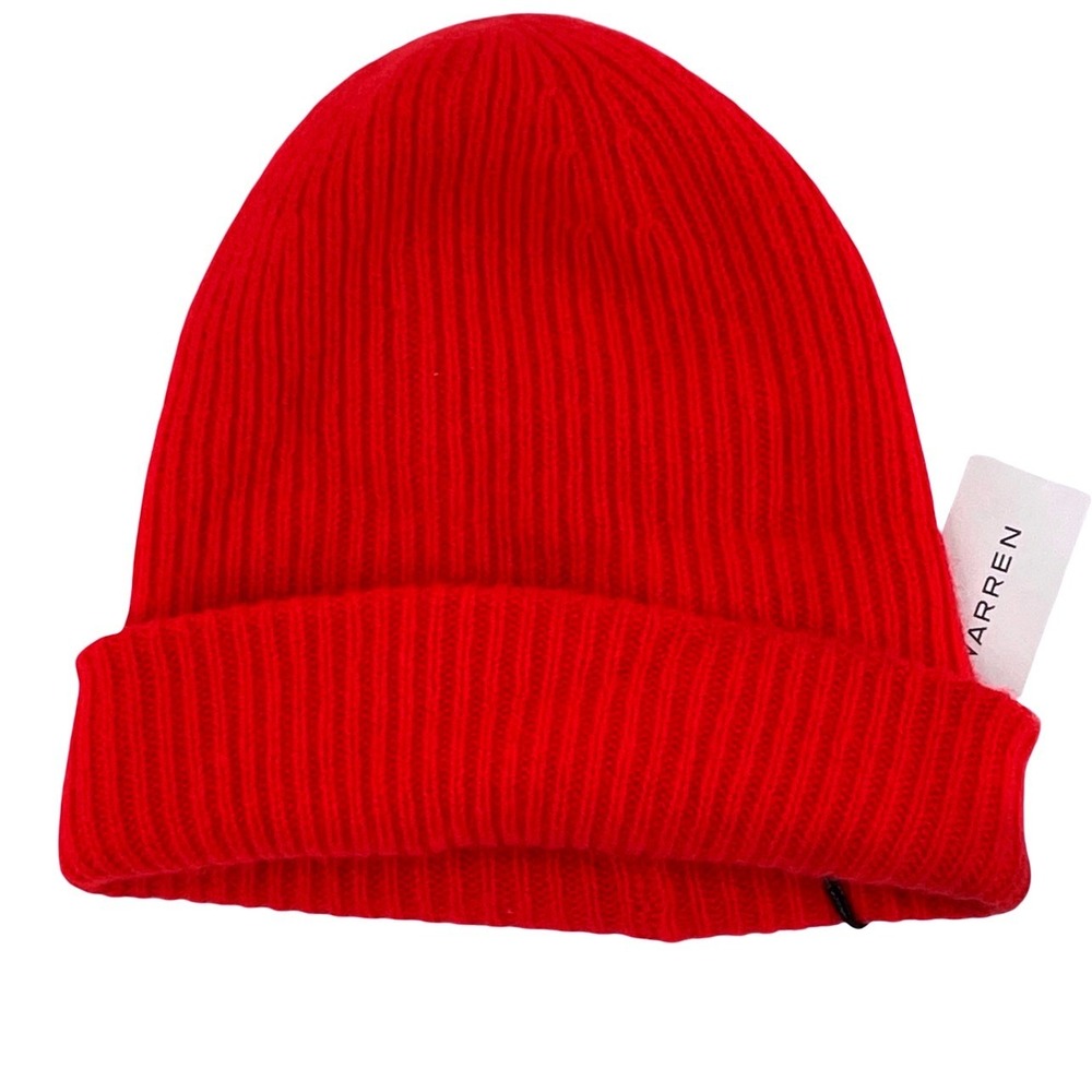 White + Warren Women's Beanie Ribbed Red Crimson One Size NWI